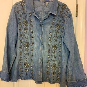 Chico’s Embellished Denim Jacket Size 3 (12/14)